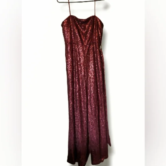 Burgundy women's jumpsuit size 8, from Dessy collection Vivian diamond